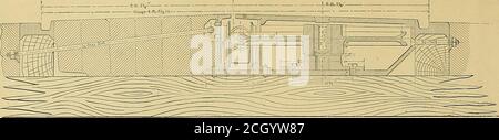 . Gazzetta ferroviaria elettrica . Fig. 4.-ruota dentata. 24 LA STRADA FERROVIA GAZETTE. Febbraio 18. Fig. 5 (b). - costruzione curva sezione trasversale. Il punto di usura del cavo in qualsiasi punto del sistema e la sua durata può essere garantita in modo sicuro per dieci anni. Haswell dà il tratto estremo di i e x/% pollice canapa wirerope centrata a €/% pollici in sei piedi. Questo è meno di un pollice di thanY% tra i pulsanti, ed è consentito nello slotscut nella faccia dei tamburi; i pulsanti che fungono da clamsriducono questo possibile allungamento su metà. Ruota dentata.-(vedere Fig. 4.) Per trasmettere il movimento senza vaso, Foto Stock