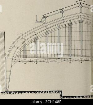. Verkehrstechnische Woche und eisenbahntechnische Zeitschrift. 22660 -. MWWVMHIAUII * Querschnitt der alten Hallen. Foto Stock