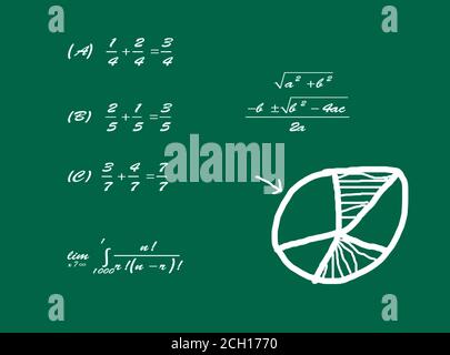 lavagna verde nella scuola africana con problemi di matematica Foto Stock