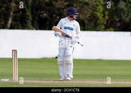 Tondu Cricket Club / Croesyceiliog Cricket Club a Bryn Road il 12 settembre 2020. Lewis Mitchell/Tondu CC. Foto Stock