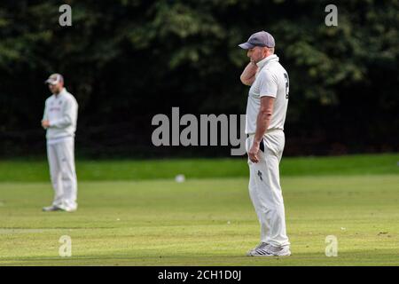 Tondu Cricket Club / Croesyceiliog Cricket Club a Bryn Road il 12 settembre 2020. Lewis Mitchell/Tondu CC. Foto Stock