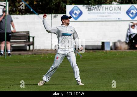 Tondu Cricket Club / Croesyceiliog Cricket Club a Bryn Road il 12 settembre 2020. Lewis Mitchell/Tondu CC. Foto Stock