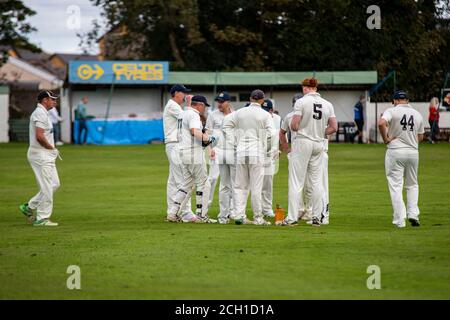 Tondu Cricket Club / Croesyceiliog Cricket Club a Bryn Road il 12 settembre 2020. Lewis Mitchell/Tondu CC. Foto Stock