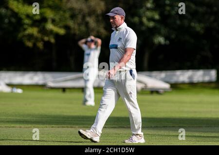 Tondu Cricket Club / Croesyceiliog Cricket Club a Bryn Road il 12 settembre 2020. Lewis Mitchell/Tondu CC. Foto Stock