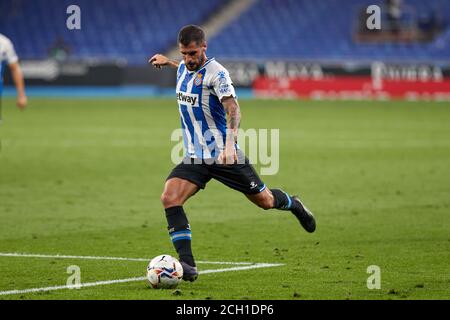 Barcellona, Spagna. 12 settembre 2020. BARCELLONA, SPAGNA. SETTEMBRE 12 2020: Fran Merida di RCD Espanyol durante la Liga SmartBank partita tra RCD Espanyol e vs Albacete Balompie allo stadio RCD il 12 settembre 2020 a Barcellona, Spagna. (Foto di DAX/ESPA-Images) Credit: European Sports Photo Agency/Alamy Live News Foto Stock