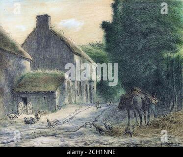 Millet Jean-François - Agriturismo a Gruchy - Scuola di francese - 19 e inizio del 20 ° secolo Foto Stock