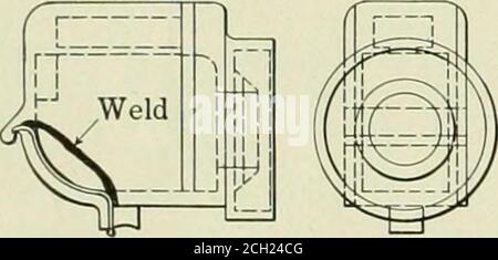 . Ingegnere americano e giornale ferroviario . Saldare la punta lunga con punta a forare. :CD ^ pezzi saldati su. :i3 ^ (7^ Fire Door latch PiecesWelded on.. Saldatura su olio Cantina. Foto Stock