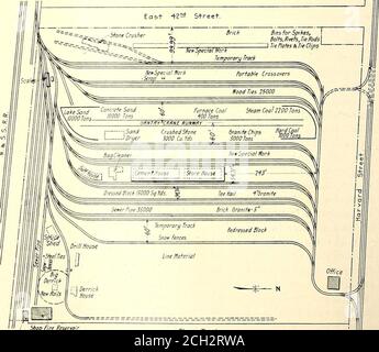 . Giornale ferroviario elettrico . in han-dling impianti di dimensioni e designquite poco familiare in cantieri di deposito ferroviario elettrico. Ma quando è con-sieded che il Railwayhad di Cleveland l'estate scorsa per manuin ed fuori dei suoi depositi 14,335tons di 5-in. E 4-in. Blocco di pavimentazione, 25,987 yd. Di vecchio blocco di pavimentazione di Medina che è stato rossed e inviato fuori per nuovo uso, 18,000 legnities, grandi quantità di sabbia andghiaia, cemento, lavori speciali, ecc., e poi le 13,600tonnellate di carbone che è in deposito ed essere maneggiato thiswinter, l'economia di grandi investimenti in attrezzature può essere facilmente vedere Foto Stock