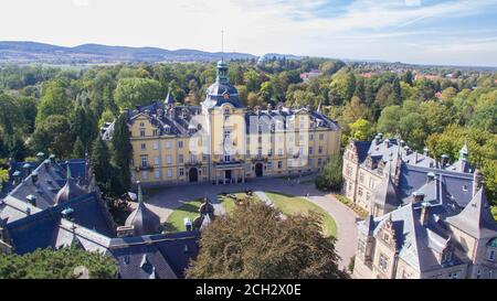 Vista aerea sul Palazzo di Buckeburg in Germania Foto Stock