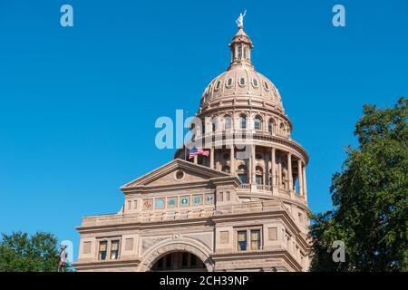 Il Campidoglio dello stato del Texas è l'edificio del campidoglio e sede del governo del Texas nel centro di Austin, Texas, Texas, Stati Uniti. Foto Stock