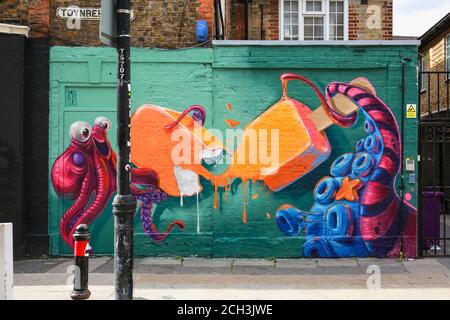 Londra, Regno Unito, 12 settembre 2020. Festival del Murale di Londra. Arte di strada di Woskerski a Shoreditch. Street Art Londra. Credito: Waldemar Sikora Foto Stock