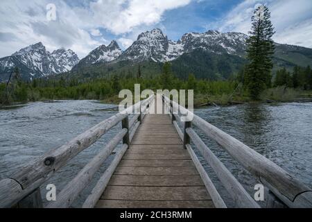 escursioni intorno al lago jenny, grande parco nazionale teton nel wyoming negli stati uniti Foto Stock