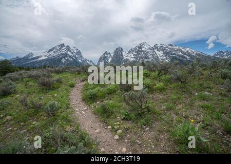 escursioni intorno al lago jenny, grande parco nazionale teton nel wyoming negli stati uniti Foto Stock