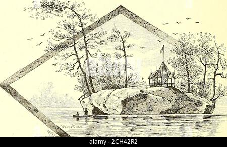 . Itinerari e tariffe per i tour estivi ... 1888 . con facili pendii, sia in carrozza che a piedi, l'intero gruppo delle Mille Isole, che si estende lungo il fiume per una distanza di ventenni, viene portato in piena vista. Nulla del campo di riunione entra in questa associazione.UNA grande parte del parco è stato suddiviso in lotti di costruzione, che sono stati rapidamente acquistati da persone provenienti da diverse sezioni del paese, e cottage di gusto eretto su di esso, rendendo deliziose case estive per i loro occupanti. L'associazione è stata formata sotto gli auspici della chiesa presbiteriana. Serv. Sabbath Foto Stock