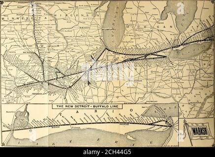 . Relazione annuale dei direttori della Wabash Railroad Co., per l'esercizio finanziario conclusosi .. . – il numero ficiente delle prime obbligazioni ipotecarie è riservato tomeet, alla loro scadenza, o ogni volta che si possono effettuare scambi, le suddette DivisionalIpoteche che coprono le linee ad ovest del fiume Mississippi. LINEA COPERTA DA DETBOIT E CHICAGO EXTENSION-FIRSTMORTGAGE. Montpelier, Ohio fino a Clarke Junction, Ind 149.6 miglia. LINEA COPERTA DALLA PRIMA IPOTECA DELLA DIVISIONE DES MOINES. Molton, Iowa fino a Des Moines, Iowa, 96.5 chilometri circa. 58 M risultati operativi del Montpelier & Chicago R., PER l'anno che termina il 30 giugno 19 Foto Stock