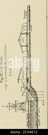 . Les chemins de fer aux Colonies et dans les Pays neufs . posage.Les moyens détablir les rapports directs entre wagons etnavires sont à létude. Java. La navigazione fluviale est insignifiante àJava et ne donne lieu, pour le chemin de fer de lEtat,quà peu de transbordements. 11 ny a que les rivièresSolo et Branlas qui soient navigables et quelques canauxde peu dimportance. CE transbordement des marchandises dans les ports demer où les navires accodent aux quais ou aux piers,sopère comme ailleurs : à la main, au moyen de grues,etc Il en est de même dans les stations oii se rencontrentdeux vo Foto Stock