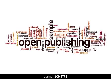 Apri il concetto di cloud publishing su sfondo bianco Foto Stock