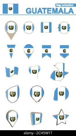 Guatemala Bandiera Collection. Grande set per il design. Illustrazione vettoriale. Illustrazione Vettoriale