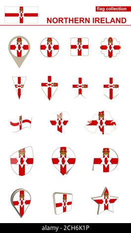 Collezione di bandiere dell'Irlanda del Nord. Grande set per il design. Illustrazione vettoriale. Illustrazione Vettoriale