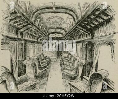 . Revisione e ampliamento della scienza delle ferrovie . American Dining Car. È stato distribuito su un numero proporzionato di camion. Una cosa importante in connessione con la ferrovia portatile di calibro di thenarrow è che la ringhiformi ma un pezzo con le cravatte di cravatta, che sono riversati a loro. Le rotaie e le fascette assomigliano a. ^^i> J^ American Parlor Car. 220 MATERIALE FERROVIARIO, Foto Stock