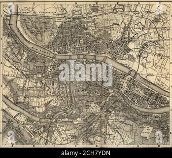 . Italia: manuale per i viaggiatori. Prima parte (Nord Italia). La stazione per la città 50, con bagagli 75 c.;hiitel-omnibus 1-1|2 fr. Librai: H. Georg, Rue Cle Lyon 65; CH. Mera, Rue Imperiale15. Ufficio postale, Place Louis le Grand (aperto dalle 7 a. m. alle 8 p. m.).- Bains du Rlidne, Rue du Perra. – Servizio della Chiesa Inglese, residentchaplain. Stazioni ferroviarie. La Gare de Perrache (PI, H, 4, 5) è la stazione principale, dove arrivano e partono tutti i treni. I treni di Parigi si fermano alla Gare de Yaise (PL B, 6), raggiungibile in 8 minuti dalla stazione centrale; e i treni di Ginevra alla Gare Foto Stock