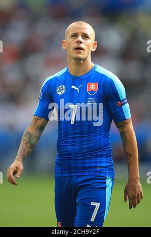 Vladimir Weiss in Slovacchia durante la partita UEFA Euro 2016, Gruppo B allo Stade de Bordeaux, Bordeaux. Foto Stock