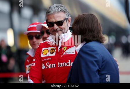 Il principio del team Ferrari Maurizio Arrivabene durante il Paddock Day del Gran Premio di Gran Bretagna 2016 al circuito di Silverstone, Towcester. Foto Stock