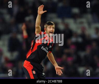 L'appello di Durham Jets Mark Wood non è riuscito durante la giornata delle finali di Blast NatWest T20 a Edgbaston, Birmingham. Foto Stock