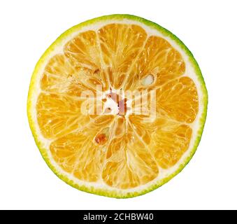 Calamansi o frutti arancioni verdi isolati su sfondo bianco Foto Stock