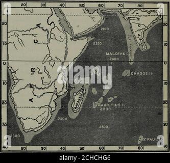 . Vita insulare : o, i fenomeni e le cause delle faune insulari e dei fiori, compresa una revisione e tentato di soluzione del problema dei climi geologici. Poi Lemuria aveva cessato di esistere, e non poteva essere il mezzo della loro introduzione. Le isole Sabbfuse lasciano il Madagascar e l'India.- guardando la mappa che accompagna l'Oceano Indiano, vediamo che tra il Madagascar e l'India ci sono nowestensive calze e barriere coralline, come sono solitamente heldper indicare la subsidenza; e possiamo quindi fairlypostulate l'esistenza precedente qui di parecchie grandi isole, alcune di loro non molto inf Foto Stock