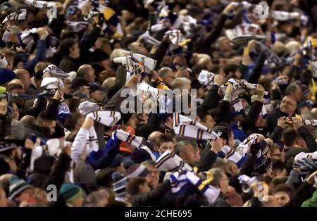 Leeds United tifosi sulle tribune Foto Stock