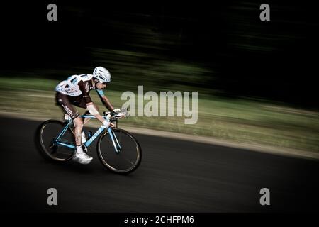 9 luglio 2017, Mont du Chat, Francia; Ciclismo, Tour de France 9° tappa: Axel Domont discendente del Mont du Chat. Foto Stock