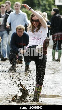 Un festival-goer al festival Live at Loch Lomond. Foto Stock