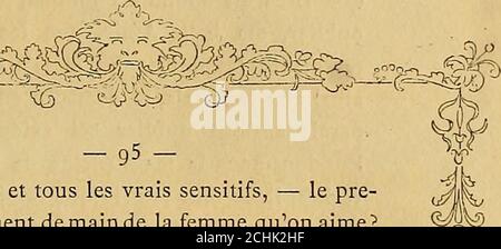 . spi-d:P -95- Stendhal - et tous les vrais sensitifs, - le pre-mier serrement de main de la femme quon aime?nos aïeux juraient par la main et lisaidentdans la main les mystères de lavenir. Le jour ducouronnement, la main de justice était portéedevant les rois; cest avec la main que lon salue; on demande la main de la dame quon veutépouser en légitime mariage; On se lave les mainscomme Ponce Pilate des fautes quon na puempêcher de commettre, et, si je devais vous fairelle panégyrique de cet organe, je devrais, commeSchéhérazade, remettrechaquejourau lendemainlaf Foto Stock