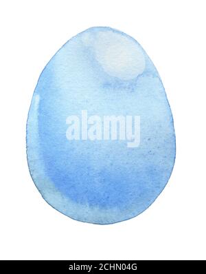 Carino fantasia blu dinosauro uovo dipinto in acquerello isolato su sfondo bianco Foto Stock