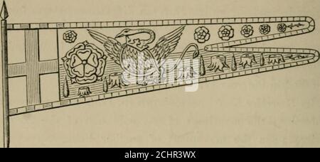 . Eraldica, storica e popolare. O No. 695.-Bourcbier-Knot e Coiidiere, o Elbow-guard: Ottone nella cappella di St.Edmunds, Abbazia di Westminster, a Sir HvMriiKEY BovRcmEn, killedat Barnet a.d. 1471.. 314.-Standard di Enrico Plantagexet, di Bolingbroke. CAPITOLO XVIII. ALLARMI. « «f»»*,III,//, Tkom un periodo molto precoce dispositivi araldici sono stati embla-z ^ zonati su bandiere di vario genere; E dispositivi simili sono stati utilizzati spesso senza alcuna bandiera propriamente chiamato, per discernere il dovere di militari e ufficiali standards.mx ) /2- figure simbologiche che sappiamo di aver formato gli Standard Foto Stock