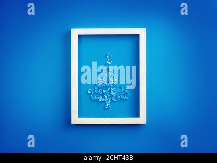 Concept anno nuovo, Natale. Albero di Natale di cristalli di ghiaccio in cornice Foto Stock