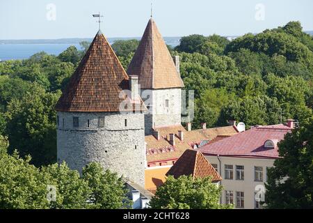 Mura cittadine con bastioni, Città Vecchia, Tallinn, Estonia, Europa Foto Stock