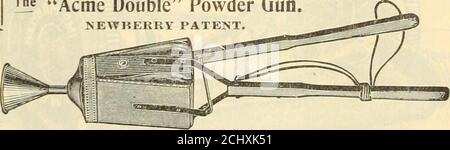 . Griffith & Turner Co : forniture per aziende agricole e giardini . T^O Farm.Garden, Vineyard, M x Tobacco melds, ecc. ad- regolabile a qualsiasi larghezza di rondine migliaia in uso. Distribuisce Paris GneaLondon Purple, Hellebore.Sulphur, Lime, Dry Horde uxture, Dry Bordeaux Mix-ture e Pans Green COM-Pound, Spanish Pink, Pyretb-rum Powder, ecc. questa macchina mantiene il veleno ad una distanza sicura dall'operatore. Spolverare le viti di patate come veloce si cammina, due file alla volta.ogni macchina fornita condue tubi, cinque ugelli e cinghia. Chiunque può usarlo. Peso, imballo per spedizione,14 lb Prezzo &lt; 8S7.50. IT .s fuori littl Foto Stock