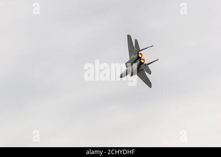 F-18E dimostrazione Super Hornet al Wings Over Houston Air Show Foto Stock