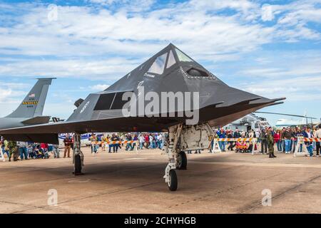 Lockheed F-117 Nighthawk Stealth Aircraft a Wings Over Houston Air Mostra Foto Stock