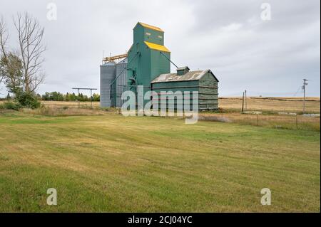 Elevatore di grano sulla prateria a Delia, Alberta, Canada Foto Stock