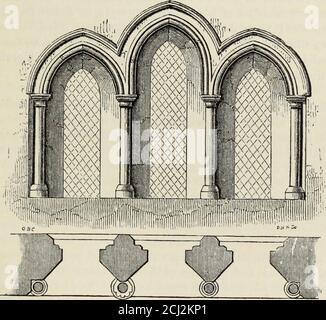 . Un'introduzione allo studio dell'architettura gotica. La Kings Hall di Winchester è stata allarreysumened; è circa dello stesso periodo, 1222-1235. Le Theremains del Castello di Somerton, Lincolnshire, appartengono anche alla divisione precedente di questo stile: Le uniche parti perfette sono le torri terne agli angoli, in uno dei quali è un cham-ber a volta con una colonna centrale, come una piccola casa-capitolo. Di WindsorCastle del tempo di Enrico III. Abbiamo parte della tenda - IL PRIMO STILE INGLESE, 15 / parete e due torri rotonde, in una delle quali è un cham-ber a volta, probabilmente t Foto Stock