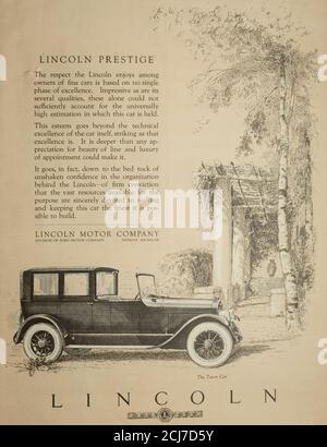 Pubblicità per la Lincoln Town Car, circa 1923 Foto Stock