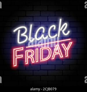 Cartello Neon sale Black Friday Illustrazione Vettoriale