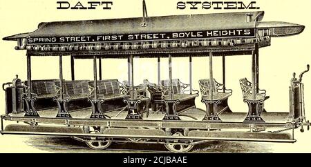 . Il giornale ferroviario di strada. D tanto per funzionare con i conduttori sopraelevati. IL CONDUTTORE DI TESTA È RELATIVAMENTE POCO COSTOSO. È rapidamente eretto. Non è necessariamente sgradevole. Non spreca energia elettrica. Non ottiene facilmente dall'ordine- delle quindici ferrovie della strada elettrica, nell'operazione riuscita in questo paese, nell'agosto, 1887,tredici stanno usando il conduttore superiore e molti altri sono sotto costruzione. Questa Società è ora pronta a concedere in licenza ALLE AZIENDE FERROVIARIE, AI CONTRAENTI e ad altri che desiderano utilizzare le sue invenzioni brevettate su VECCHI o su KOADS NEW a termine ragionevole Foto Stock