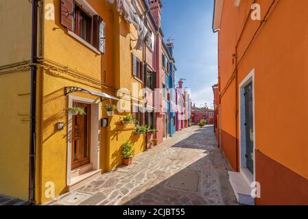 Burano, Italia - le case colorate di Burano, Italia Foto Stock