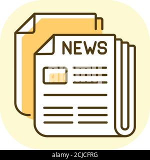 Icona colore RGB giallo giornale Illustrazione Vettoriale
