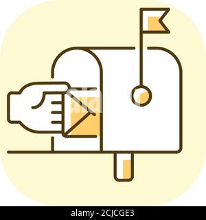 Icona colore RGB giallo della casella postale Illustrazione Vettoriale