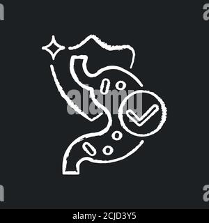 Probiotici gesso bianco icona su sfondo nero Illustrazione Vettoriale